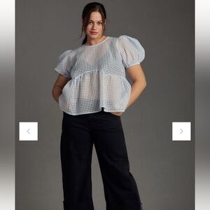 Maeve by Anthropologie Short Sleeve Babydoll Blouse Size M